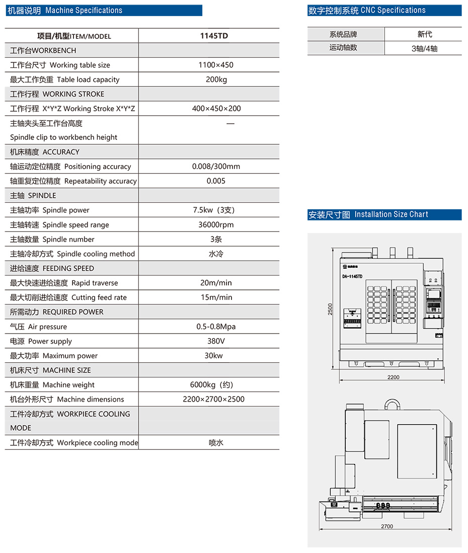 DA-1145TD三头刀库机参数